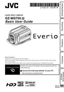 JVC GZ MG 750 manual. Camera Instructions.